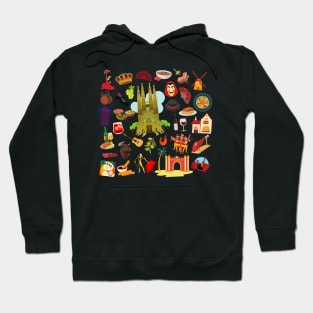 Spain Travel Icons Hoodie